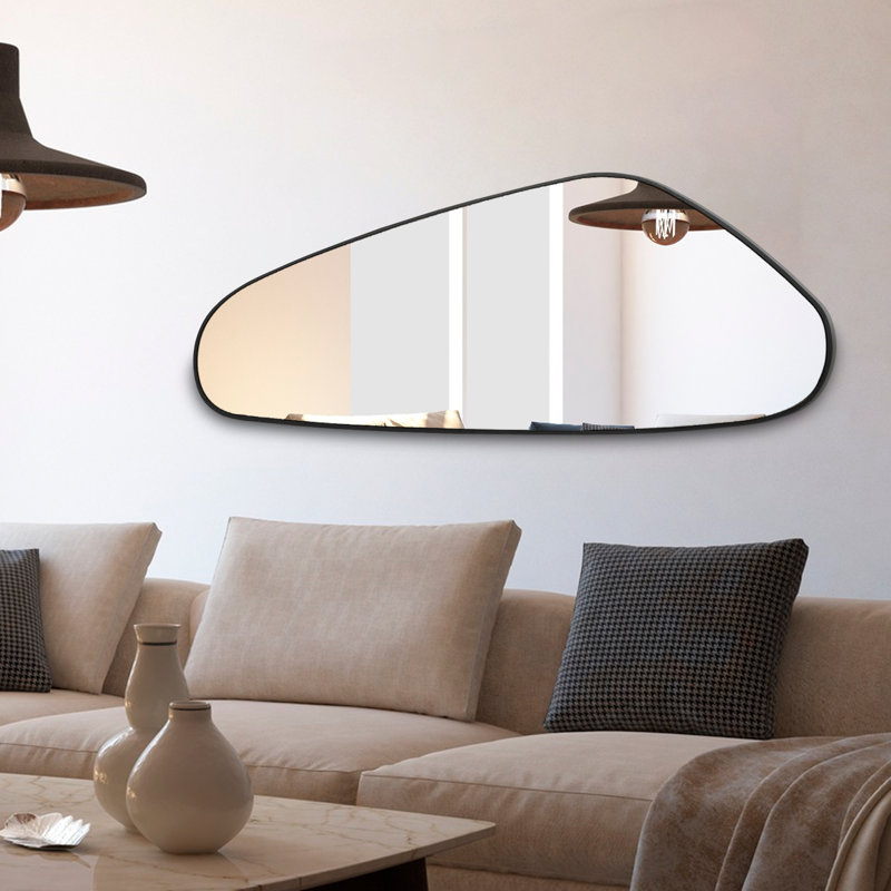 Deidrick Irregular Asymmetric Decorative Floating Mirror, Black