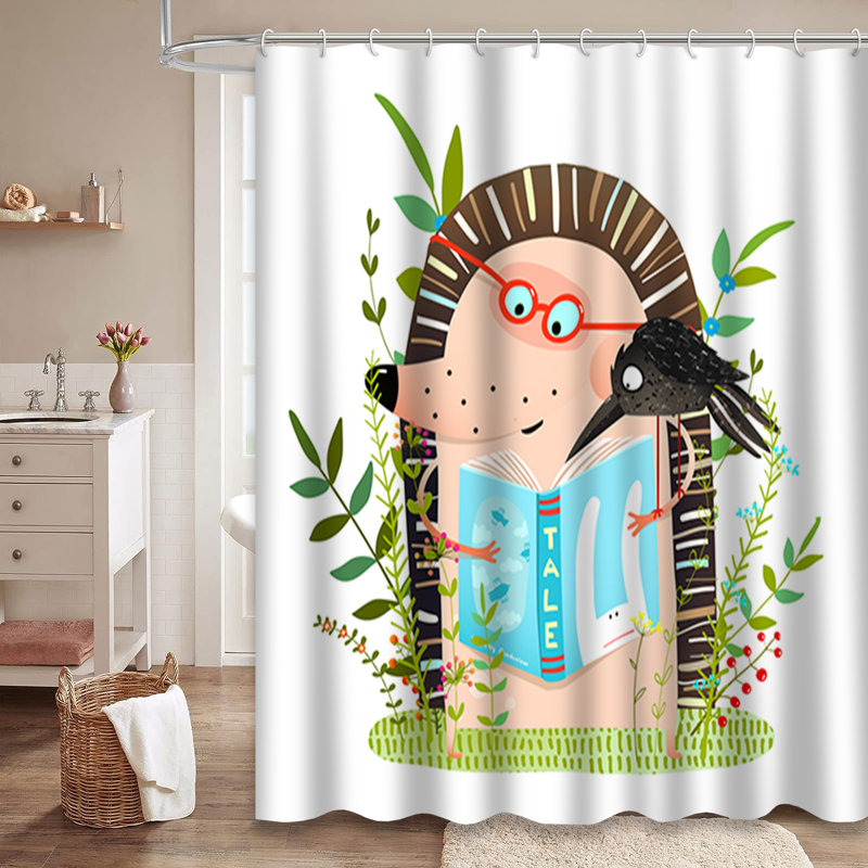 Rideau de douche Hérisson Corbeau avec 12 crochets, L 72 po x l 84 po