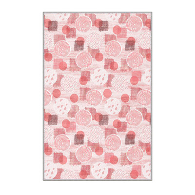 Tapis tissé élégant, 5,6 x 7,5 pieds, 100% polyester, hauteur des poils de 0,3 po | Pois antibactérien, feutre en PVC antidérapant, lavable à la machine | Impression 3D numérique, durable et facile à entretenir - parfaite pour n'importe quelle pièce