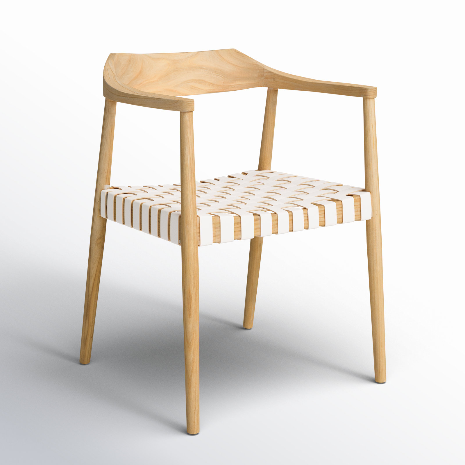 Noreen Accent Chair, White Genuine Leather, Oak
