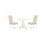 L'ensemble de table de salle à manger 3 pièces comprend une table de cuisine ronde avec piédestal et 2 chaises de salle à manger Parson en tissu beige clair, 42 po x 42 po, lin blanc-1851927827-1851927826-1797619673