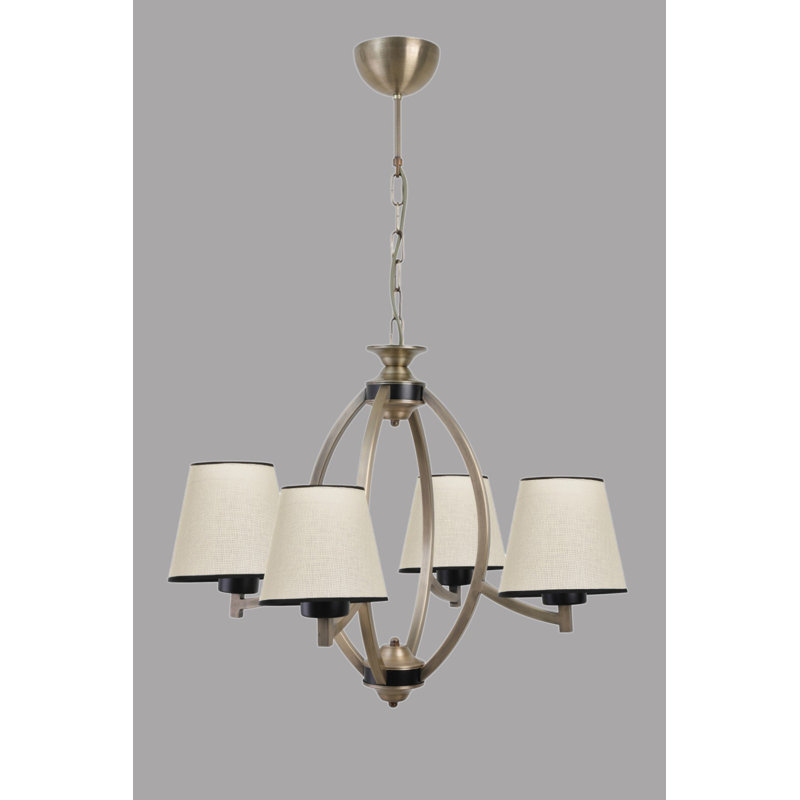Roberson 4 - Light Shaded Chandelier, Gold, Beige