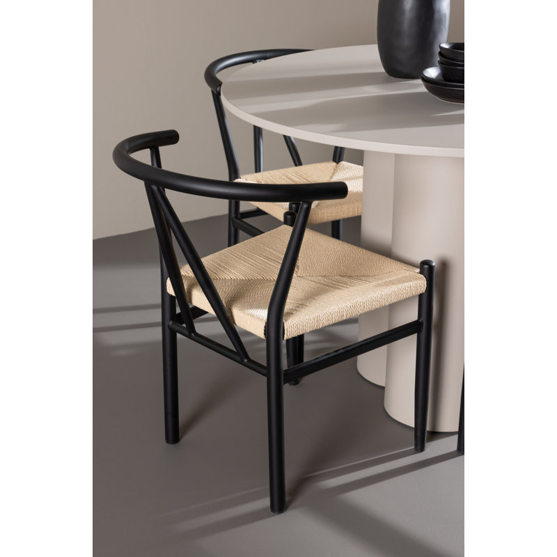Windsor 4 - Person Dining Set, Beige, Black, Black