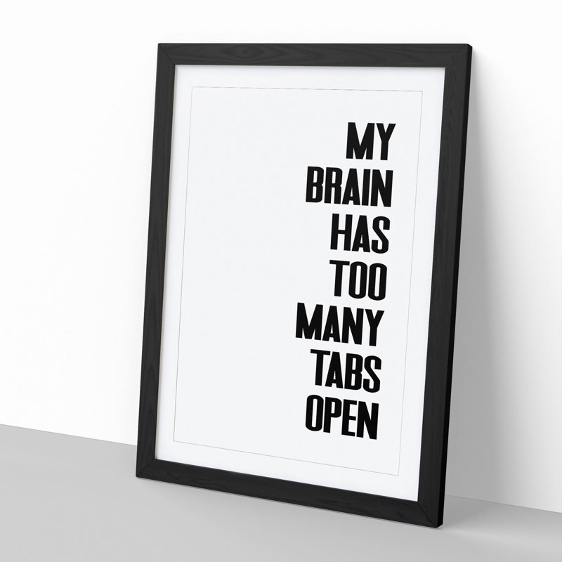 Too Many Tabs - Picture Frame Typography, 48cm H x 36cm W x 2cm D, Black