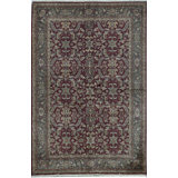 Hand-Knotted High-Quality Wine and Green Area Rug