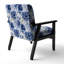 Chaise avec accoudoirs rembourrée en velours beige et bleu Damas Dahlia II