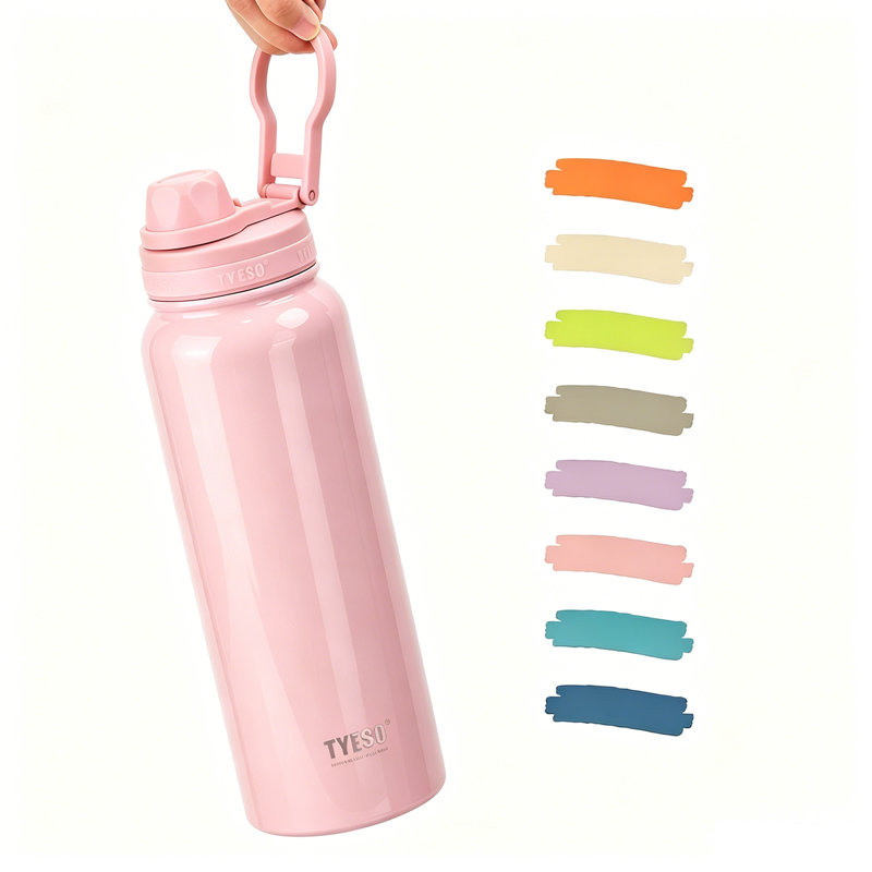 Bouteille de sport légère en acier inoxydable avec poignée TYESO, 35 oz, Pink