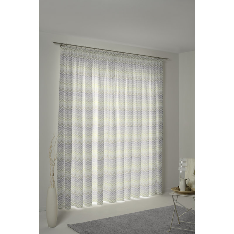 Kurtus Room Darkening Curtain Single Panel, 132 W x 225 D cm, Light Green/Grey