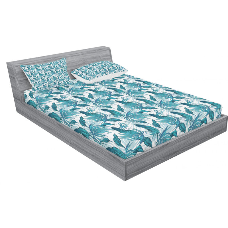Microfiber Floral Sheet Set, Queen Sheet Set with Fitted Sheet