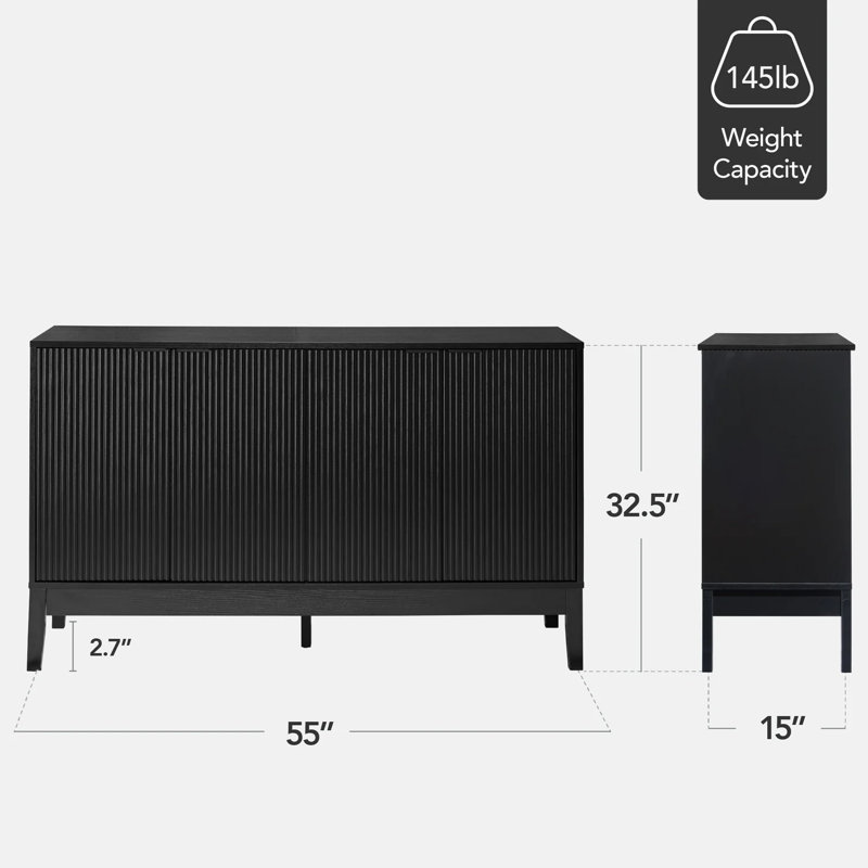 4-Door Storage Cabinet, Black