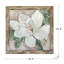 39,5 x 39,5 x 1,2 po, art de magnolia blanc peint à la main avec cadre en bois de sapin rustique