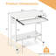 Bureau d'ordinateur portable mobile avec plateau à clavier, tablette inférieure, 3 crochets, 4 roues universelles blanches-894575762