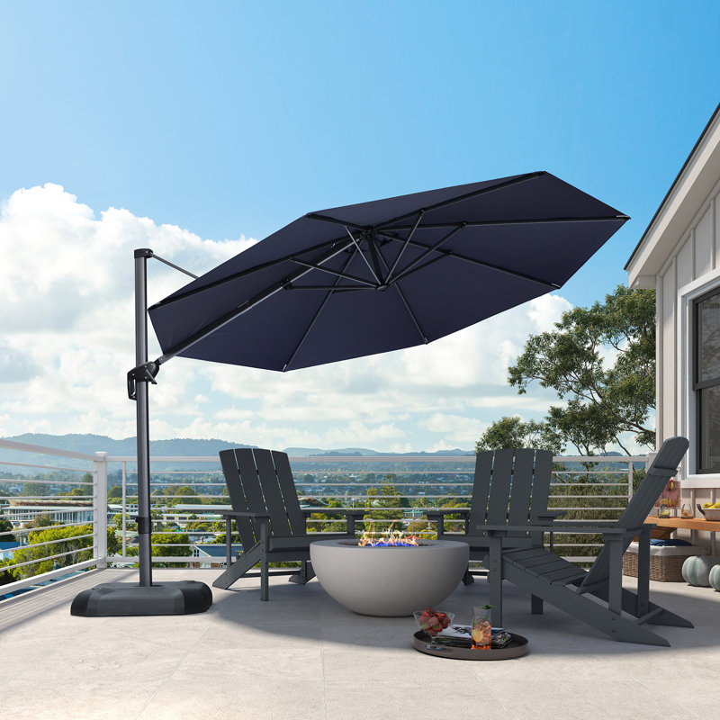 Cantilever Parasol, Navy Blue, 274.3cm H x 335.3cm W x 335.3cm D