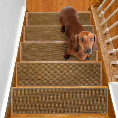 Tapis d'escalier antidérapants pour marches en bois pour l'intérieur, tapis d'escalier pour tapis, paquet de 15, tapis d'escalier de 8 po x 30 po pour escaliers en bois, tapis d'escalier lavables à la machine, coussins d'escalier pour animaux de compag