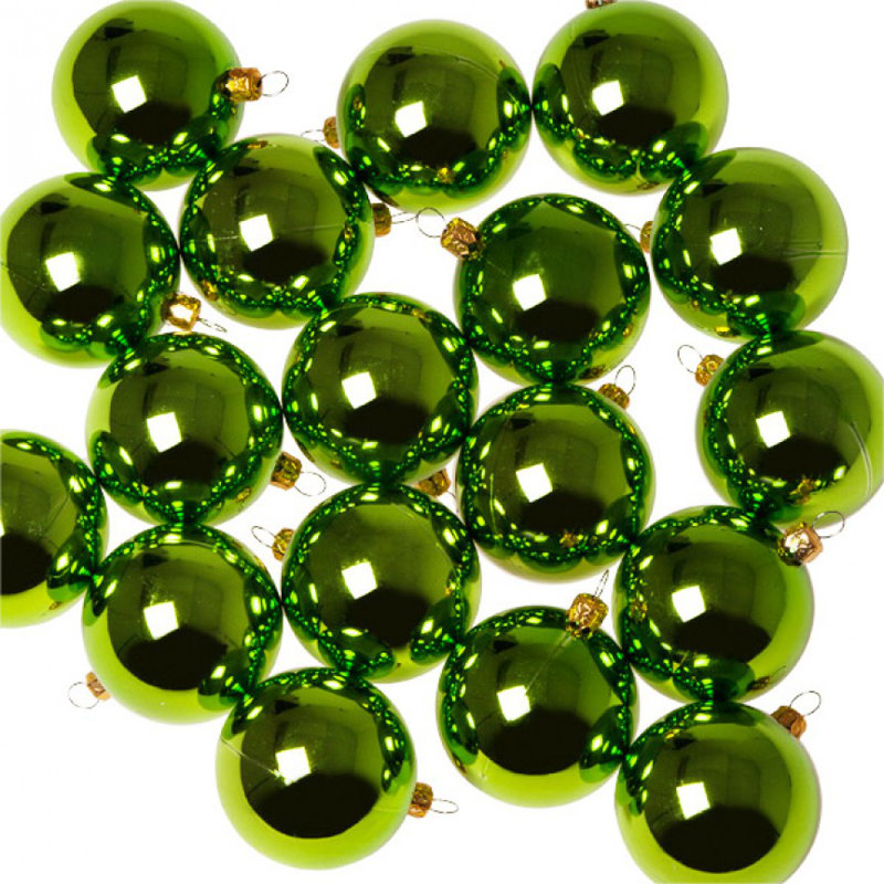 Ball Ornament, 4cm H x 4cm W x 4cm D, Lime Green Shiny