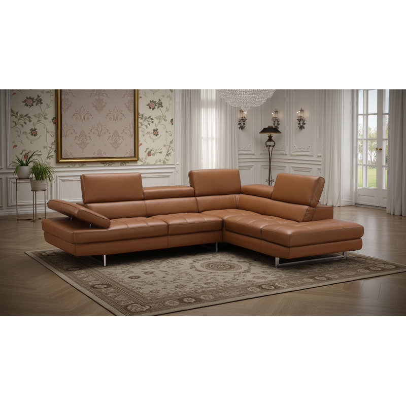 Canapé modulaire 2 pièces Antalya, Cuir véritable caramel