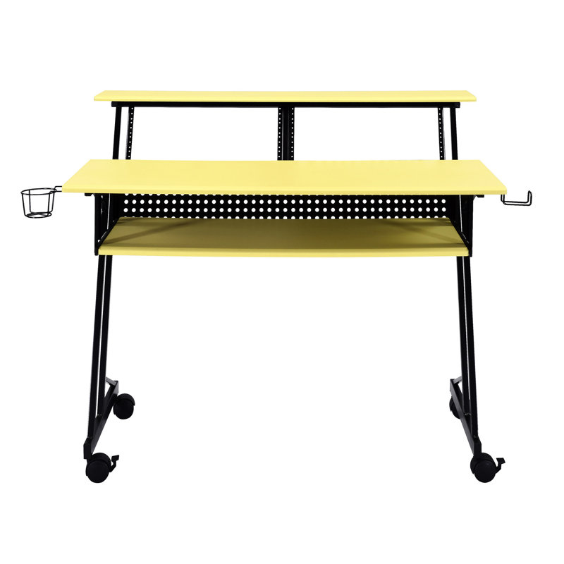 Table de musique jaune noir - Structure en métal et équipement de surface en bois avec construction