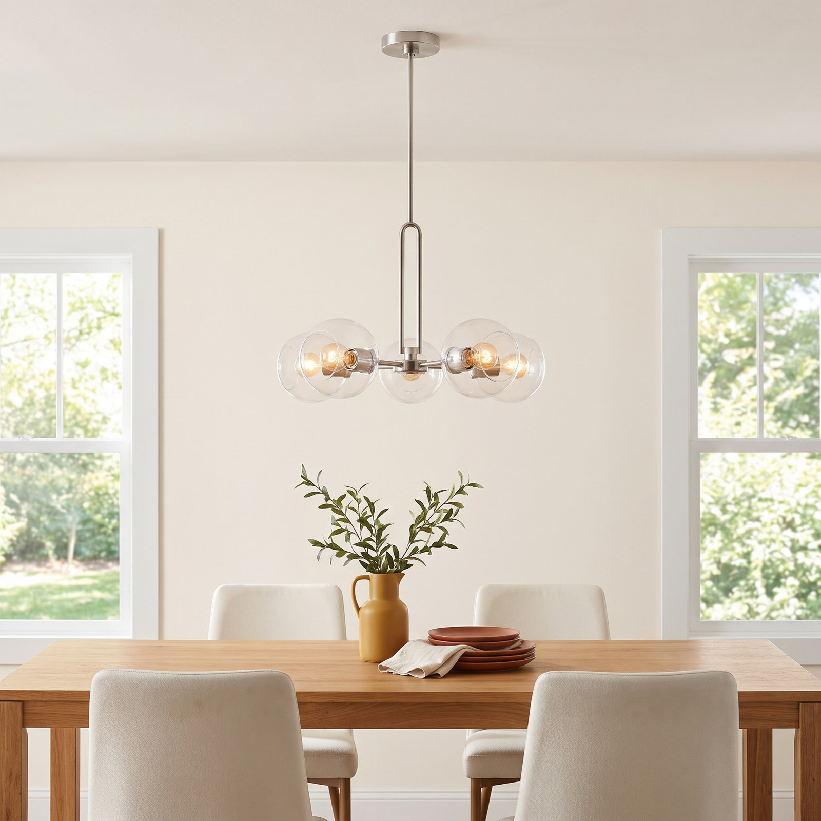 Talia 5-Light Chandelier, Brushed Nickel, 17.38" H x 26" W x 26" D