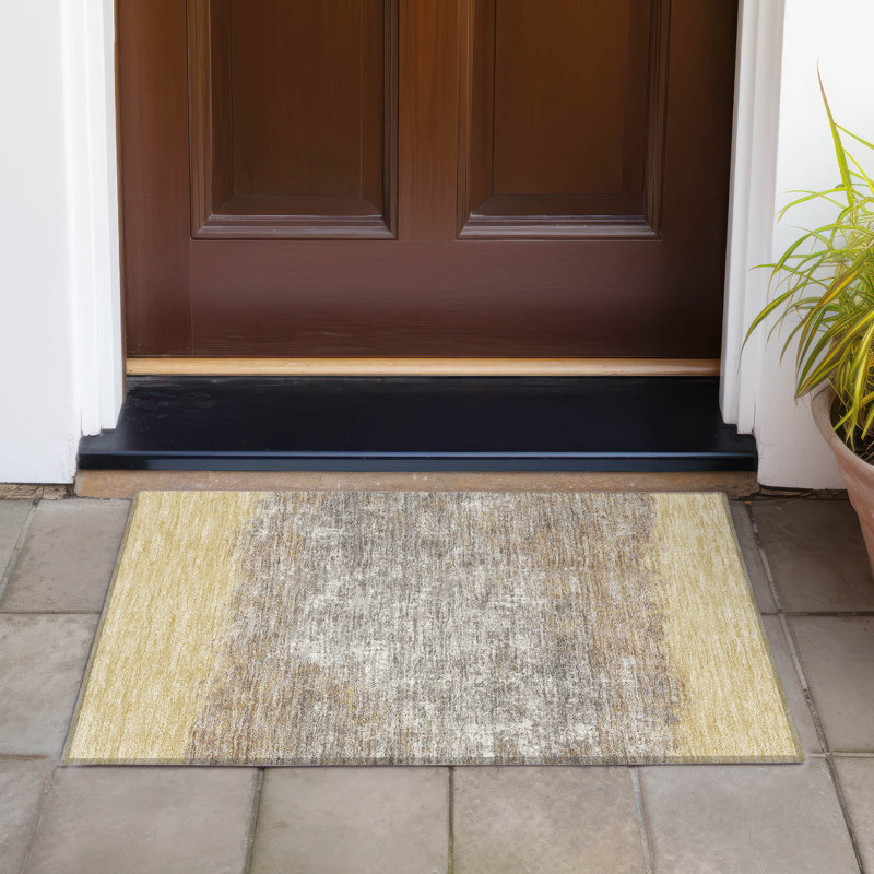 Machine Washable Indoor/Outdoor Husby ACN2214 Striped Rug, Rectangle 1'8" x 2'6"