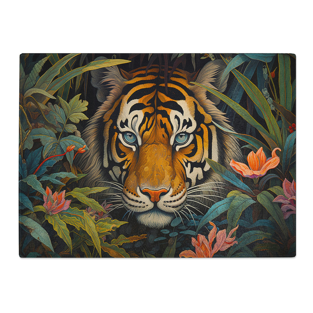 Tiger Art Deco No.2  Glass Chopping Board