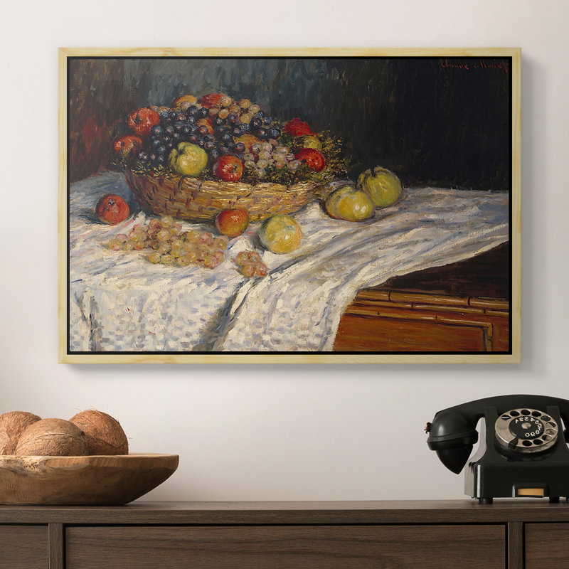 Nature morte avec pommes et raisins, 1880 - Claude Monet, toile tendue avec châssis, 16 x 24, Naturel