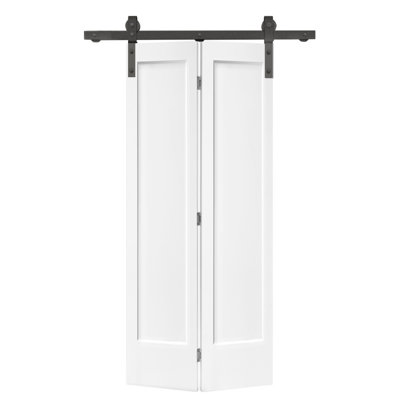 Paneled MDF Composite Bifold Barn Door with Installation Hardware Kit