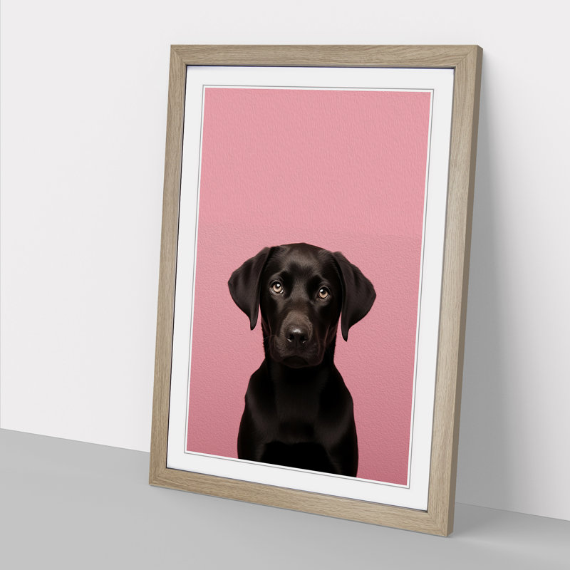 Labrador Retriever Minimalism - Framed Print, Oak Framed, 46cm H x 34cm W