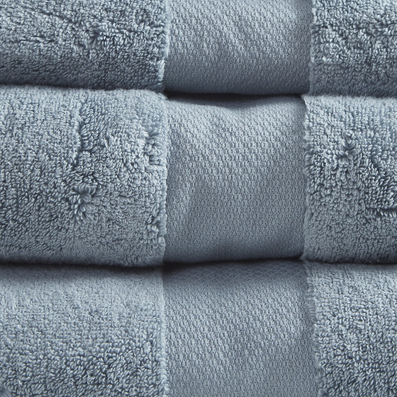 6-piece Turkish Cotton Bath Towel Set – Oversized Low Twist Plush Absorbent Luxury, Blue