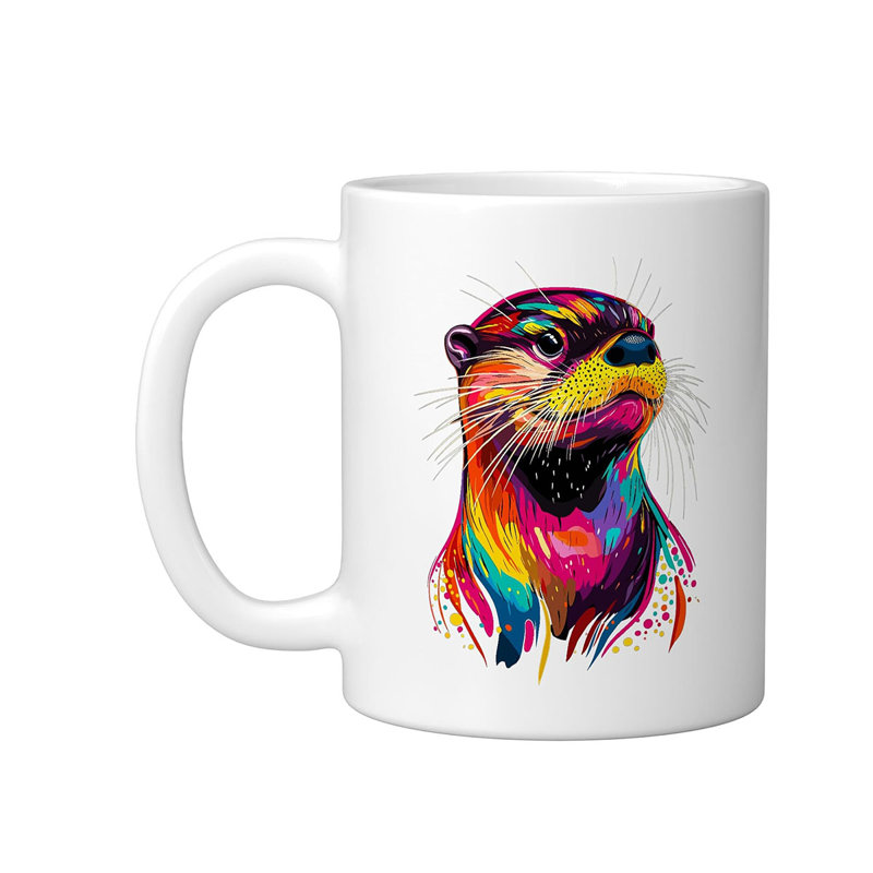 Cute Otter Ceramic Mug, White, 11oz