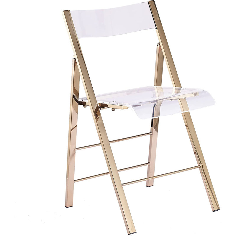 Chaise pliante empilable en plastique Kiyaan, Or nouveau