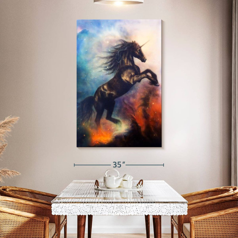 Kelan Cosmic Black Unicorn, 51" H x 34" W