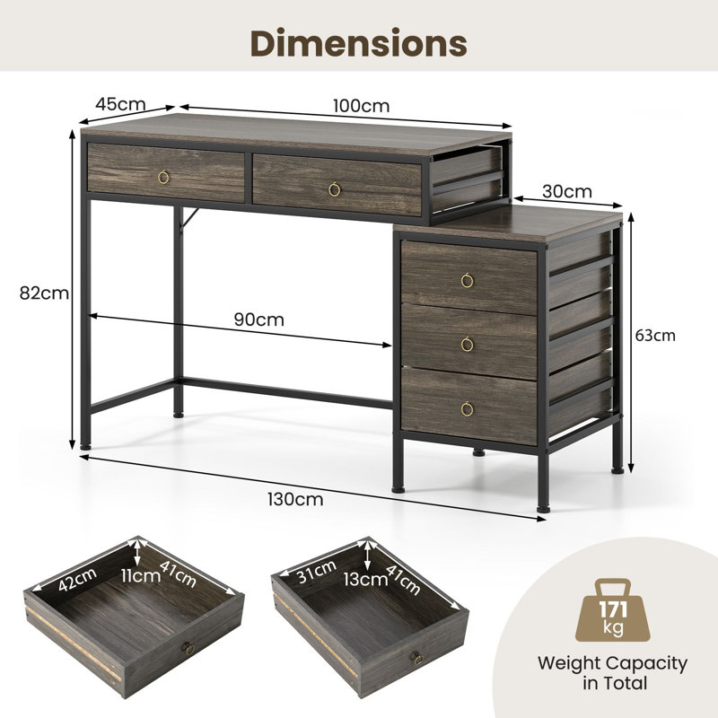 Metal Base Computer Desk, Grey/Black