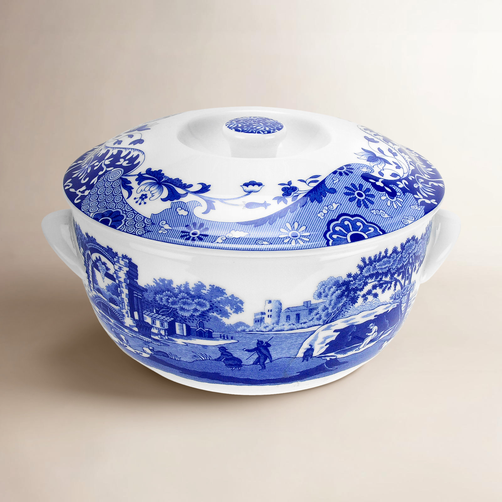 Blue Italian Covered Vegetable Bowl