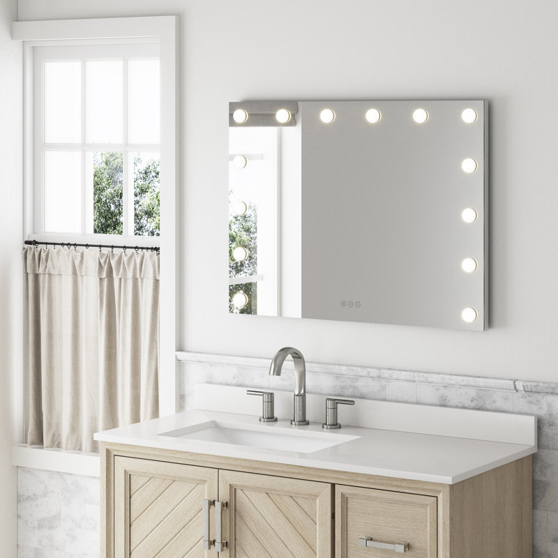 Hollywood Style Rectangular Frameless LED Bathroom Mirror with Bulbs