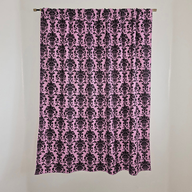 Rideau de fenêtre en popeline de polyester à imprimé damassé de 58 pouces de large, L 58 po x L 84 po, Rose