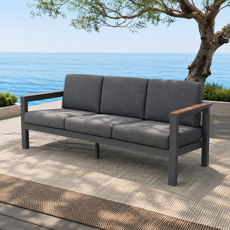 MIMO Aluminum Patio Sofa with Cushion, 3-Seater
