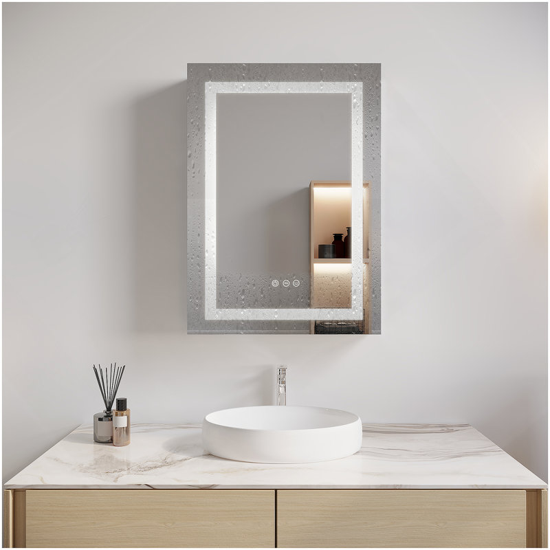 Bathroom Medicine Cabinet With LED Mirror, Anti-Fog, Waterproof, 3000K~6000K