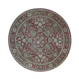 Wool Oriental Area Rug in Burgundy/Green