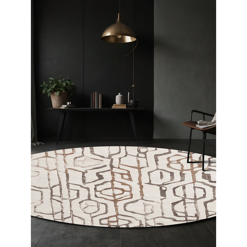 Tapis gris lavable à la machine, Rond 4 pi