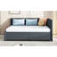 Lit de jour double en tissu de lin et 2 compartiments de rangement, gris. Structure de lit sans sommier tapissier pour un espace de sommeil confortable Revêtement gris. Robuste votre confort