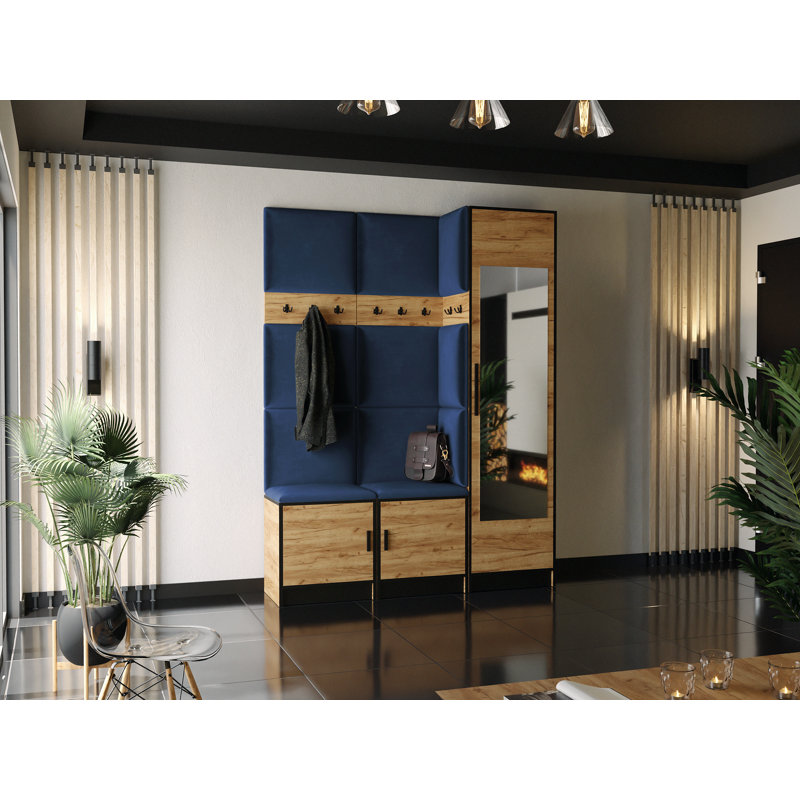 Swainswick Hall Tree 160cm Wide with Bench, Oak/Blue