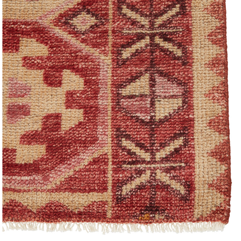 Wool Oriental Area Rug in Cream/Red, Rectangle 8' x 10'