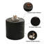 Table basse ronde - Plateau en verre trempé, similicuir, rangement caché - Noir-129581380-129581381