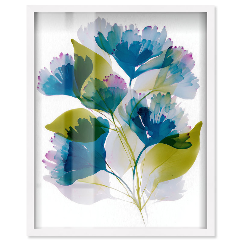 Emerald Overlaps I Shadowbox Print Floral, H 37 po x l 31 po, Cadre blanc