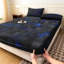 Ensemble de draps-housse à motif géométrique bleu clair Orylavena, literie en microfibre à imprimé numérique cubes noirs, lit double très grand et très grand, sans insert de coussin-123044761-123044759
