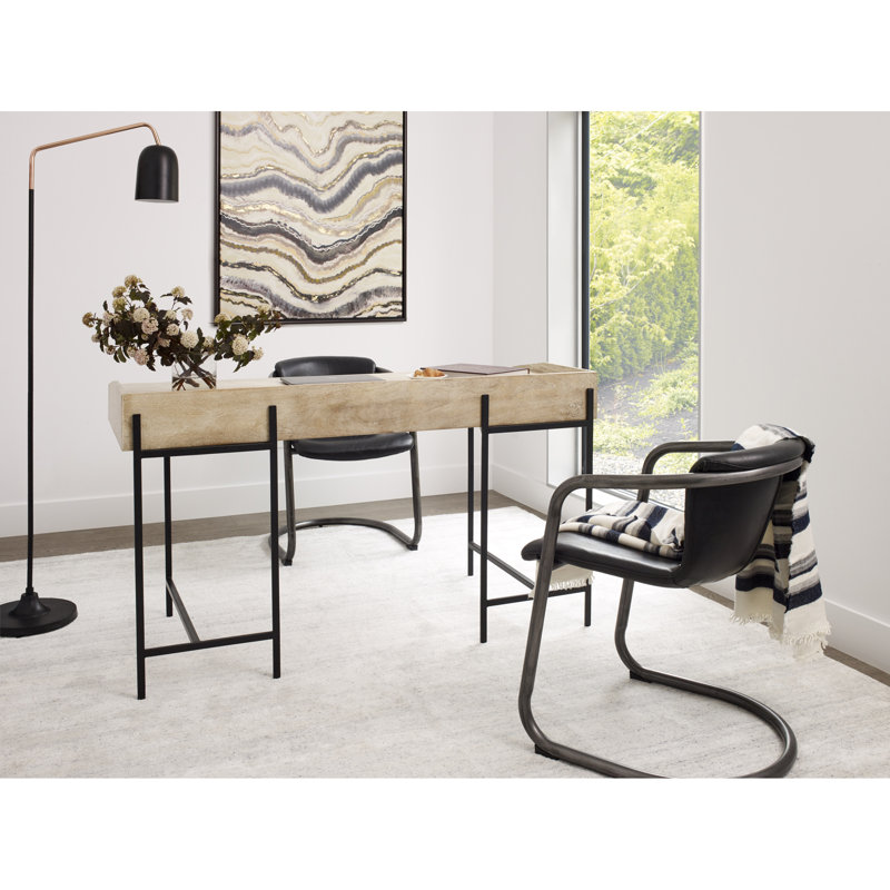 Freeman Bar Stool, Black Genuine Leather