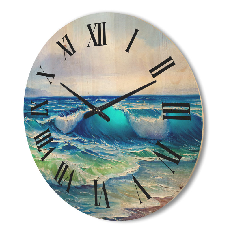 Horloge murale paysage marin avec lumière du soleil, Grand