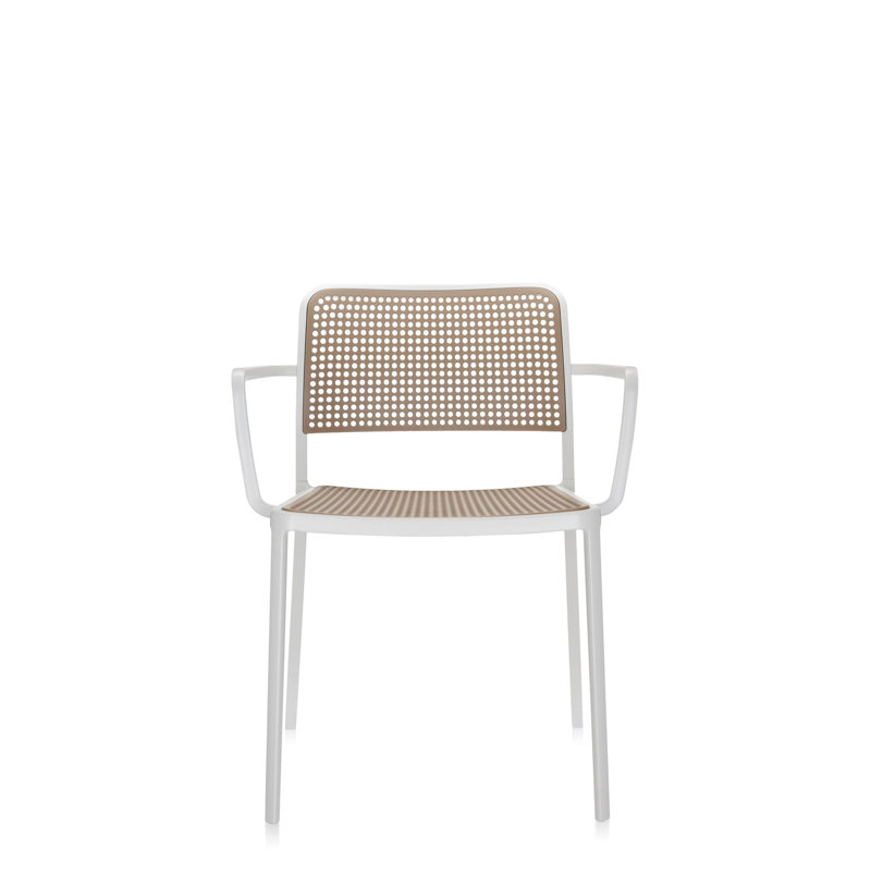 Audrey Armchair, Sand, White Painted Steel