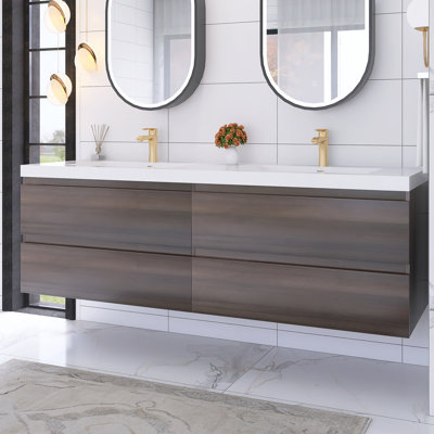 Deyja 72'' Double Bathroom Vanity with Resin Top