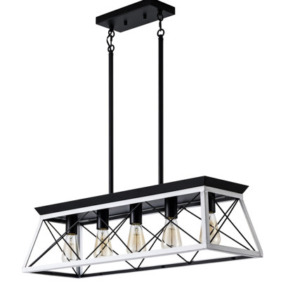 5- Rustic Dining Room - Height Adjustable Fixture White Shade Iron And Wood For Area